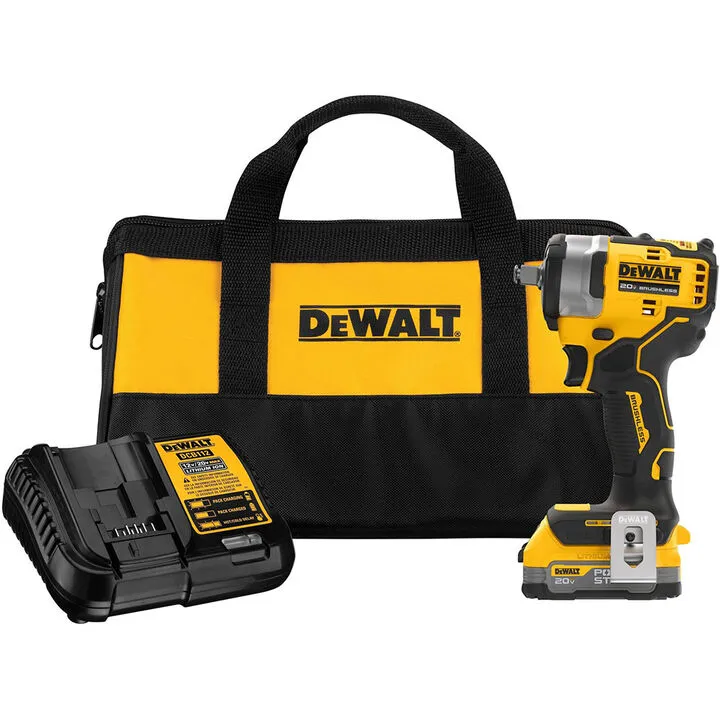 DEWALT 20V MAX 1/2in Impact Wrench & POWERSTACK Compact Battery Kit