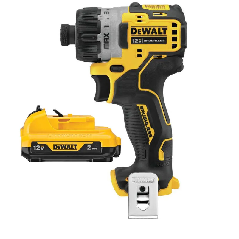 DEWALT XTREME 12V MAX Brushless 1/4 in. Cordless Screwdriver & 12V 2Ah Battery Bundle