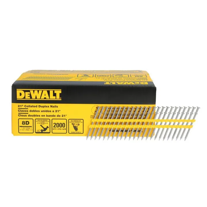DEWALT 20V Max XR 21 Degree Plastic Collated Duplex Nailer & 8D 2-3/4 Inch Nail Bundle 5