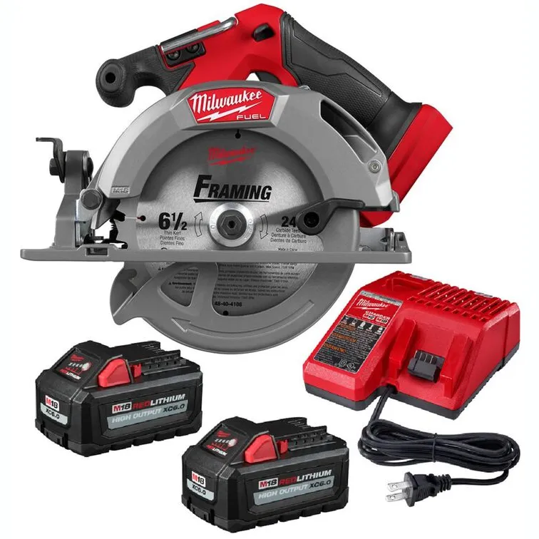 Milwaukee M18 FUEL 6-1/2 Inch Circular Saw & M18 REDLITHIUM HIGH OUTPUT 6.0 Starter Kit Bundle