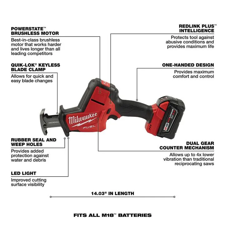 Milwaukee M18 FUEL HACKZALL Reciprocating Saw Kit - Authentic Brushless Performance 3