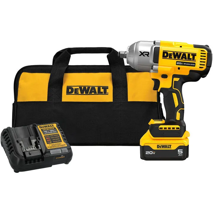 DEWALT 20V MAX XR Brushless 1/2-inch Cordless Impact Wrench Kit with Hog Ring Anvil