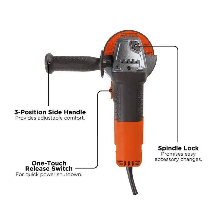 Black and Decker 4 1/2-inch Angle Grinder - 6.5 Amp, 120V High-Performance Tool 1