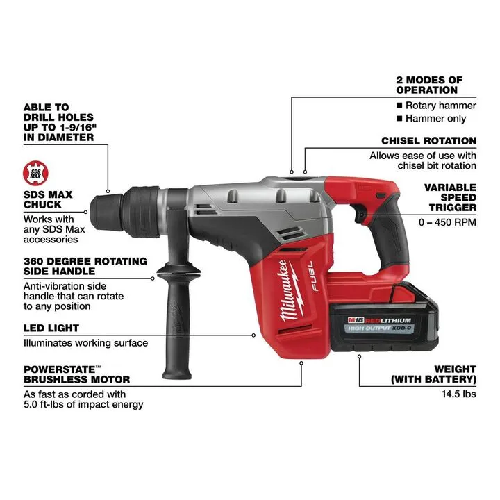 Milwaukee M18 FUEL HIGH DEMAND 1-9/16 In. SDS Max Hammer Drill Kit 3