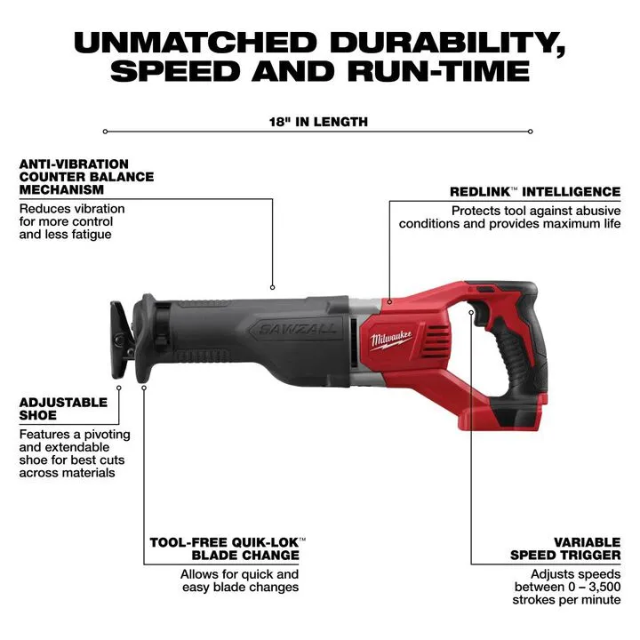 Milwaukee M18 Cordless Lithium-Ion 4-Tool Combo Kit - Professional Grade Performance Set 4