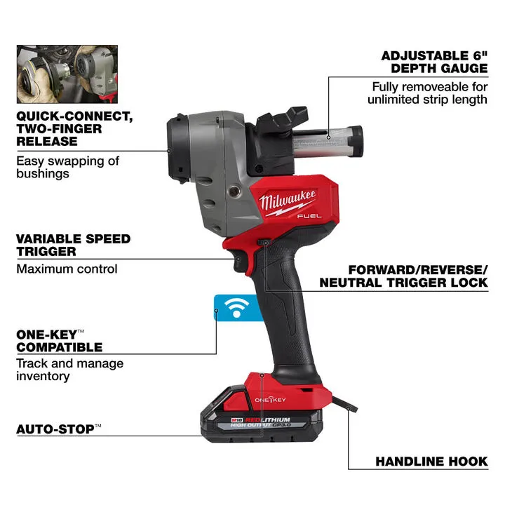 Milwaukee M18 FUEL Covered Conductor Cable Stripper Kit with Adjustable Bushings 2