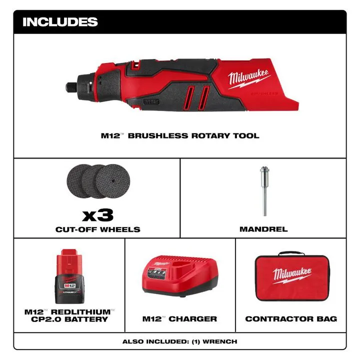 Milwaukee M12 Brushless Cordless Rotary Tool Kit - High-Performance Precision 1