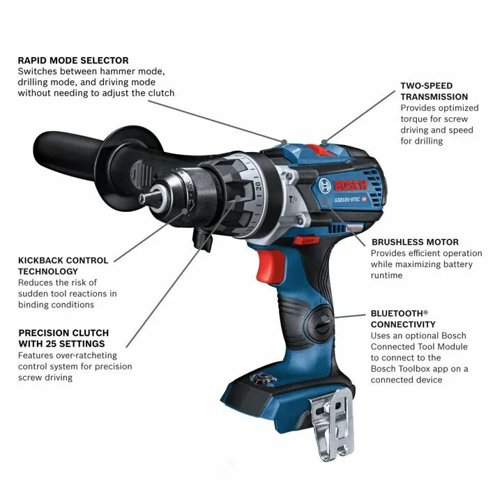 Bosch 18V Brute Tough 1/2in Hammer Drill/Driver (Bare Tool) 1