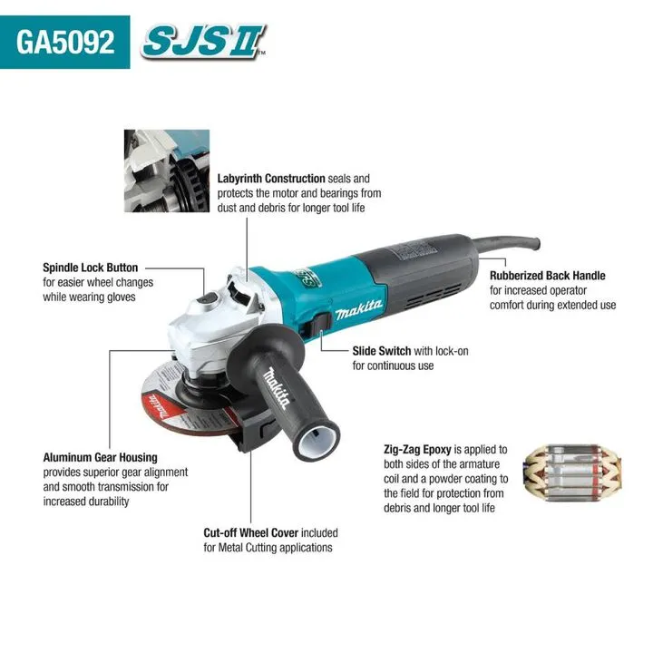 Makita 5-inch SJS II High-Power Angle Grinder - Professional Grade Performance 2
