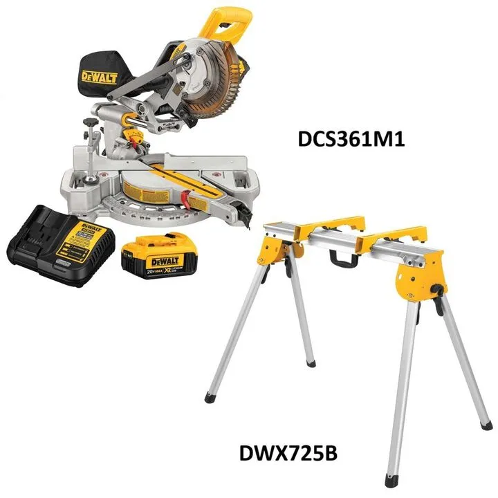 DEWALT 20V MAX Sliding Miter Saw Kit and Heavy Duty Work Stand Bundle 1