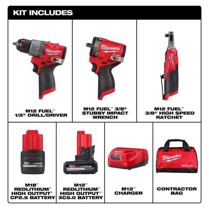 Milwaukee M12 FUEL 3-Tool Combo Kit: Precision Performance for Professionals 1