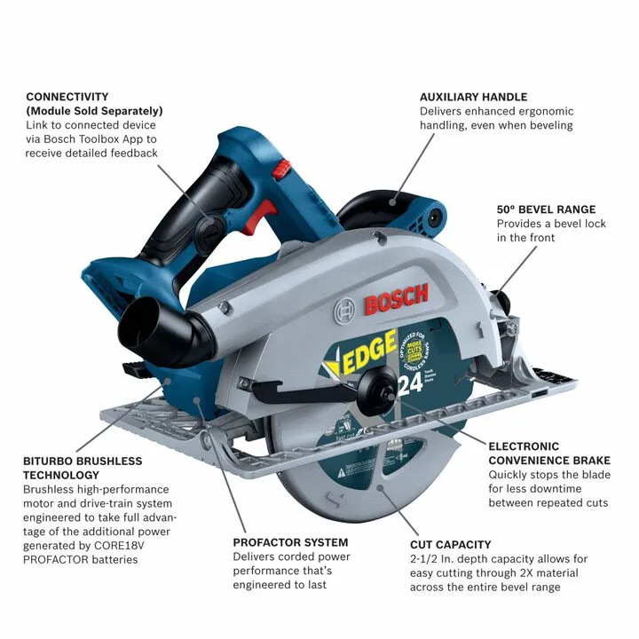 Bosch 18V 7-1/4 Inch Circular Saw (Bare Tool) - Certified Reconditioned 1