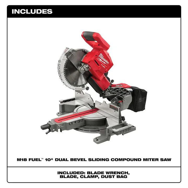 Milwaukee M18 FUEL 10-Inch Dual Bevel Sliding Compound Miter Saw Kit with Stand, 5Ah Battery & Charger 1