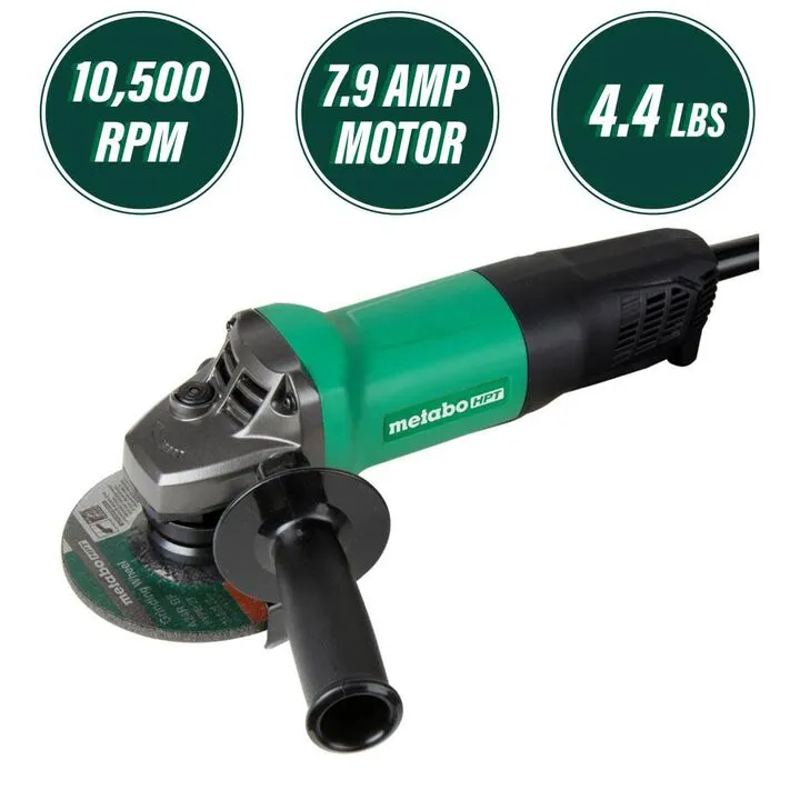 Metabo HPT 4-1/2 Inch Angle Grinder - 7.9 Amp High-Performance Paddle Switch Model 1