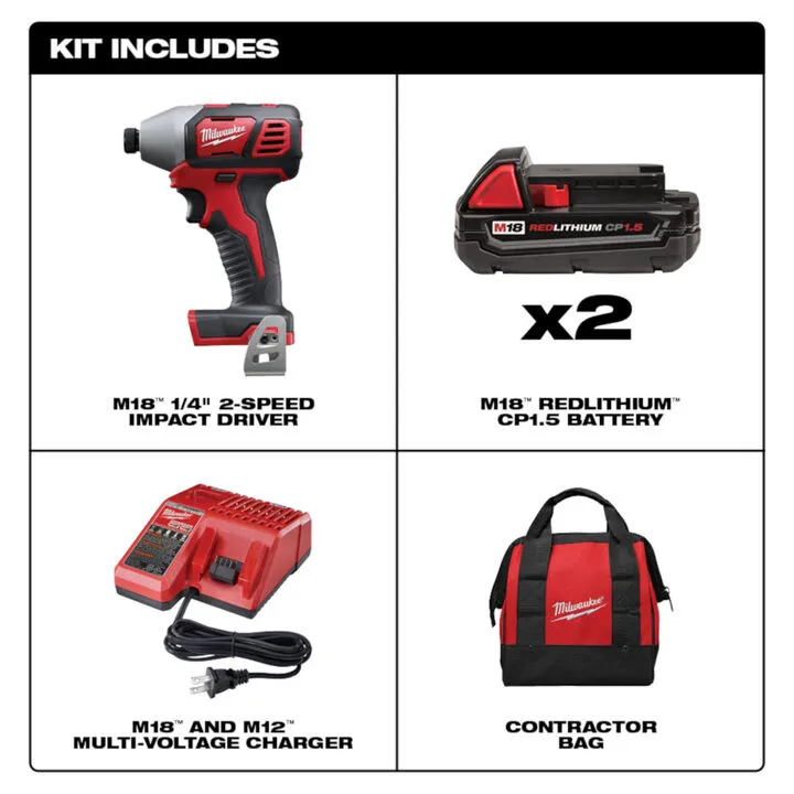 Milwaukee M18 1/4 in. Hex Impact Driver CP Kit - Professional Grade Fastening Solution 1