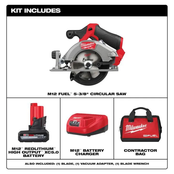 Milwaukee M12 FUEL 5-3/8 Inch Circular Saw Kit - High-Performance Compact Cutting Solution 1