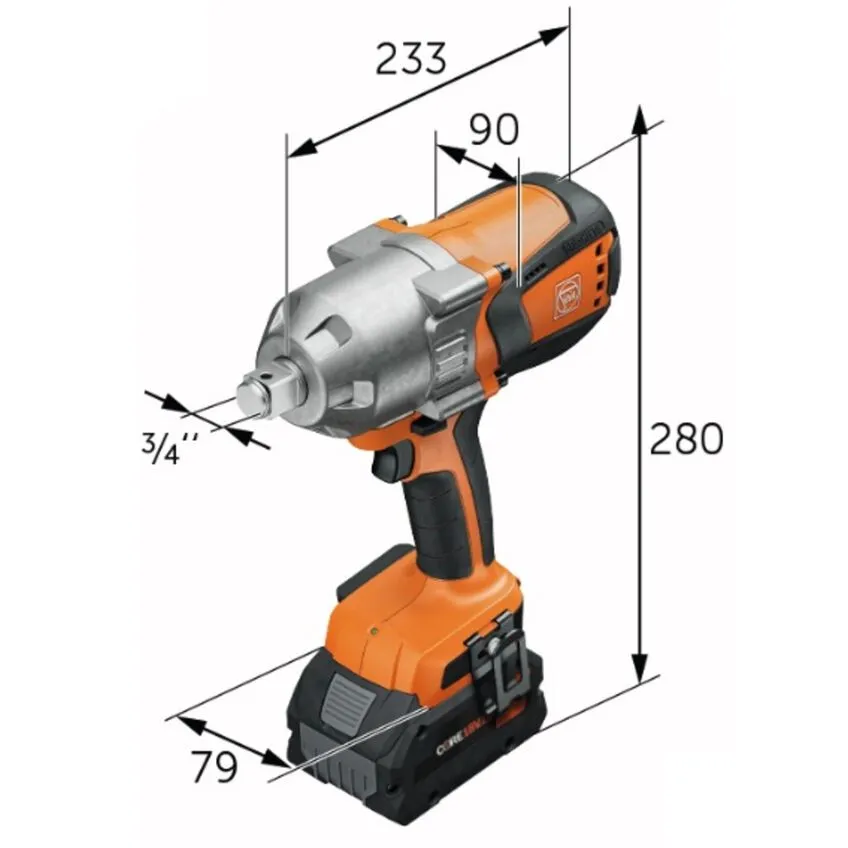 Fein 18V ASCD 18-1000 W34 AS Cordless Impact Wrench (Bare Tool) 2