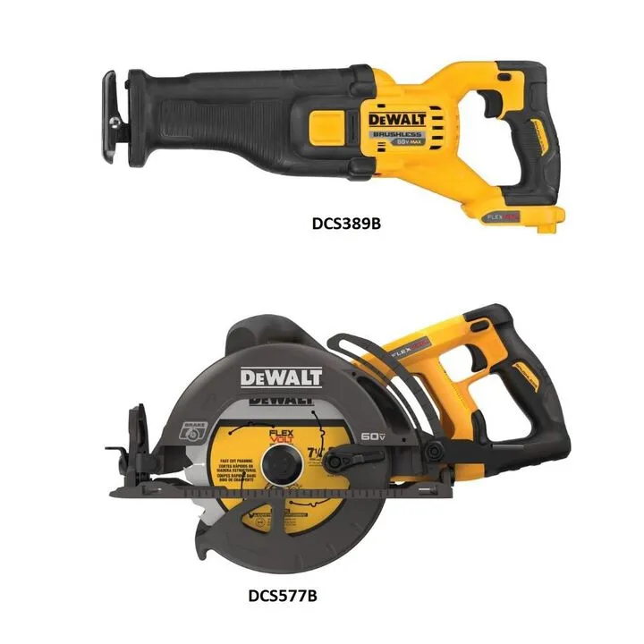 DEWALT 60V MAX 7-1/4 Inch Cordless Circular Saw & Reciprocating Saw Professional Bundle 1