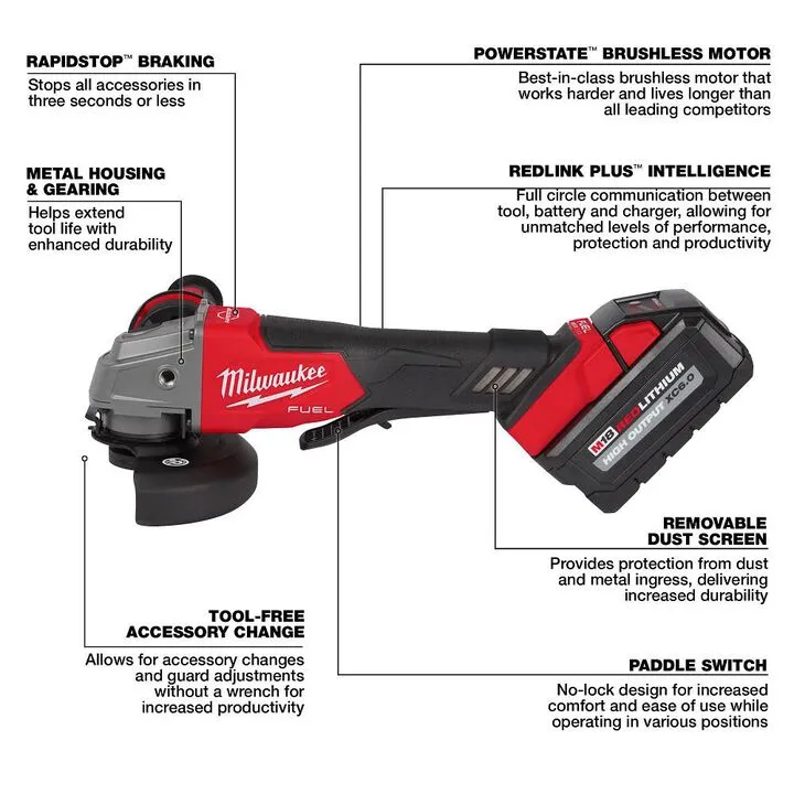 Milwaukee M18 FUEL 4-1/2 inch / 5 inch Grinder Kit with Paddle Switch 2