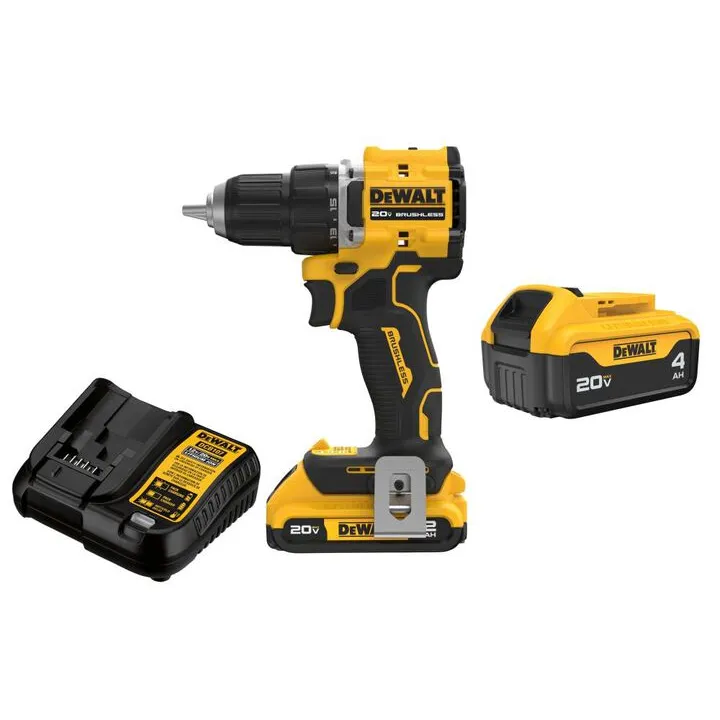 DEWALT Atomic 20V Max Brushless 1/2 Inch Drill Driver Kit with Premium 4Ah Battery