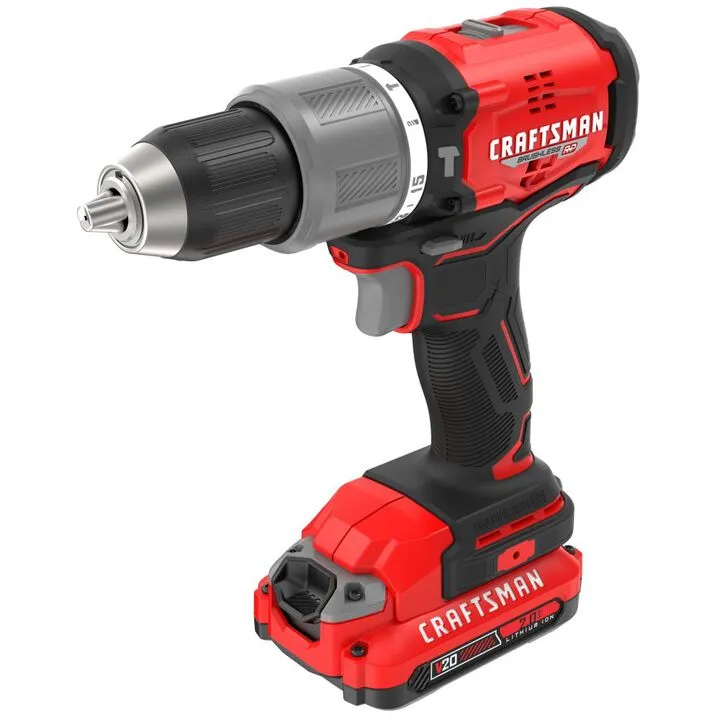 CRAFTSMAN V20 BRUSHLESS RP 1/2-Inch Hammer Drill Kit with 2x 2.0Ah Batteries & Charger 3