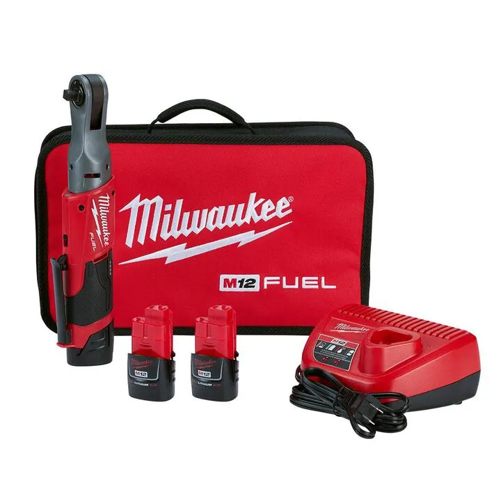 Milwaukee M12 FUEL Ratchet 2 Battery Kit - Professional Grade Cordless Power