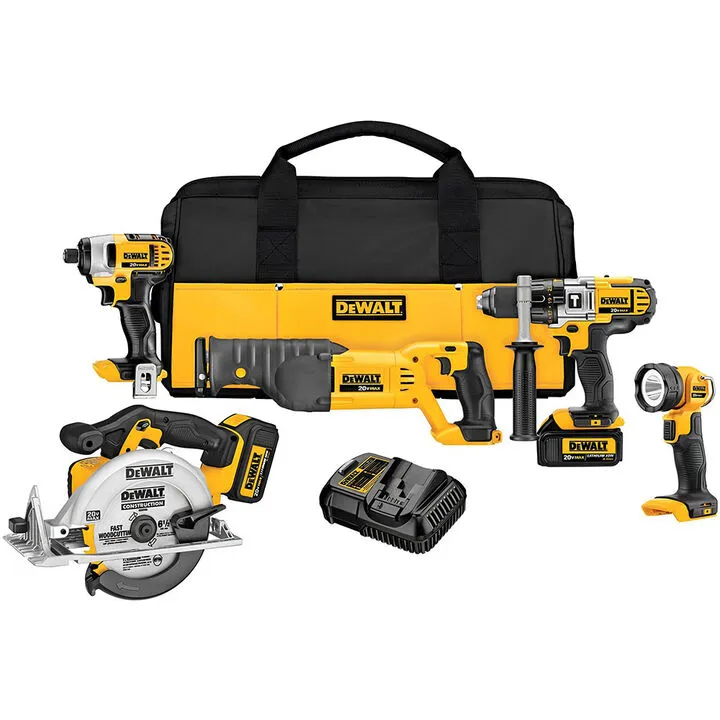 DEWALT 20V MAX XR Cordless 5-Tool Combo Kit - Professional Grade Power Suite