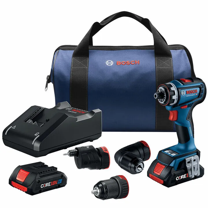 Bosch 18V Flexiclick 5-in-1 Drill/Driver System with 2pk CORE18V 4Ah Batteries
