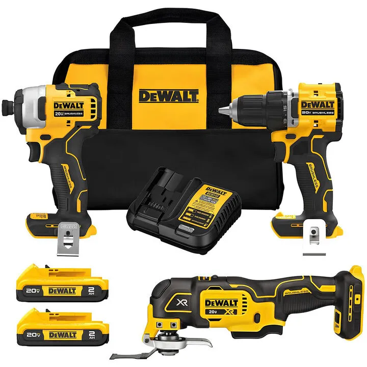 DEWALT 20V MAX ATOMIC 3-Tool Combo Kit & Oscillating Multi-Tool Professional Bundle