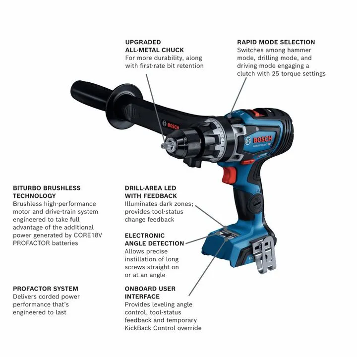 Bosch PROFACTOR 18V 1/2in Hammer Drill/Driver (Bare Tool) 1