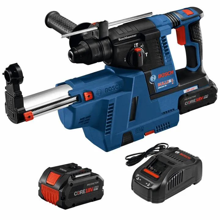 Bosch 18V SDS Plus Bulldog 1-inch Rotary Hammer Kit with Integrated Dust Collection