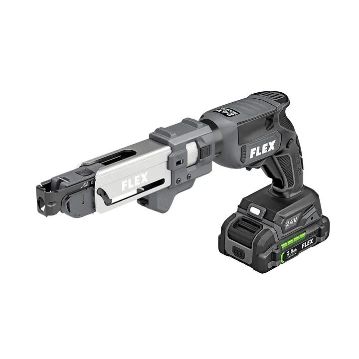 FLEX 24V Brushless Drywall Screw Gun & Cut-Out Tool Kit with Magazine Attachment 1