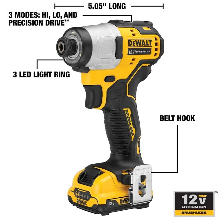 DEWALT 12V MAX XR Brushless Impact Drill Kit - High-Performance Compact Power 1