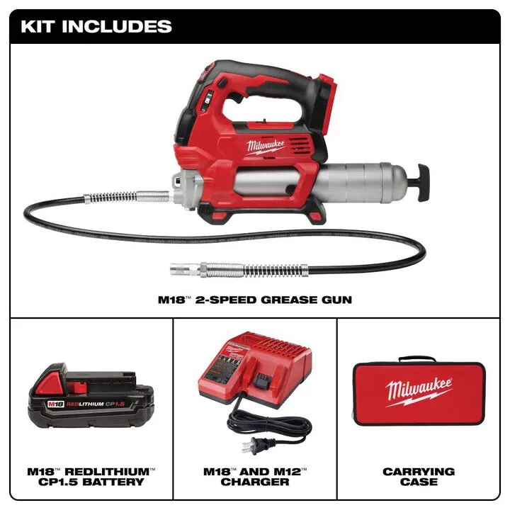 Milwaukee M18 2-Speed Grease Gun 1CT Kit - High-Performance Cordless Lubrication 1