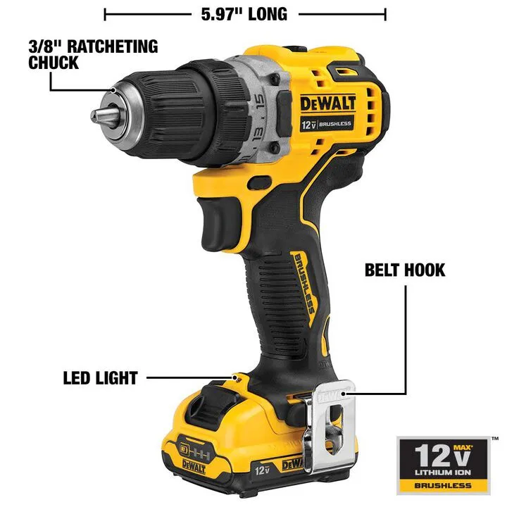 DEWALT Xtreme 12V MAX XR Drill Driver Kit: Professional Compact Performance 1
