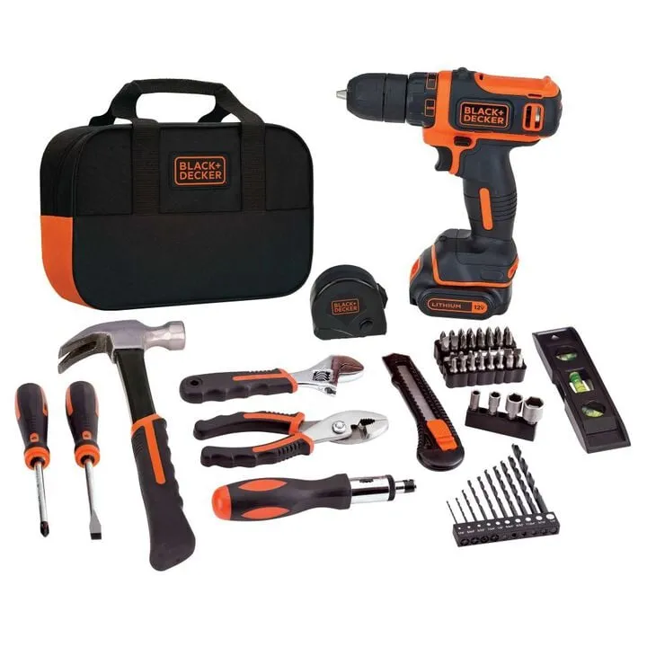 Black and Decker 12V MAX* Drill & Home Tool Kit (60-Piece Set) 1