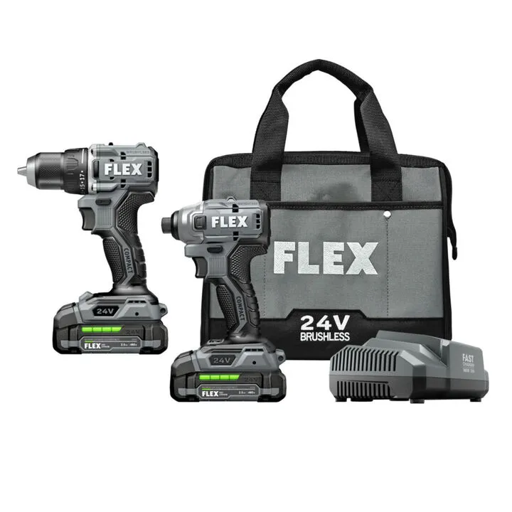 FLEX 24V Cordless Compact Drill Driver and Impact Driver Combo Kit - Professional Power Performance 2