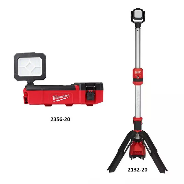 Milwaukee M12 PACKOUT Flood Light with USB & Dual Power Tower Light Bundle 1