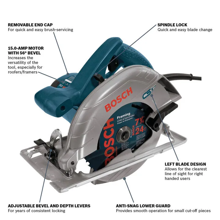 Bosch 7-1/4 Inch Left Blade Circular Saw - Factory Reconditioned Professional Series 3