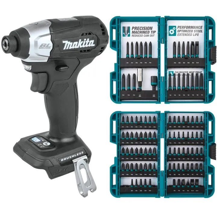 Makita 18V LXT Sub-Compact Brushless Impact Driver (Bare Tool) with ImpactX 100-Piece Driver Bit Set