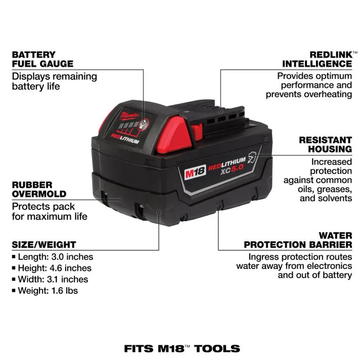Milwaukee M18 6-1/2 Inch Plunge Track Saw with XC5.0 Battery Pack - High-Performance Professional Bundle 5