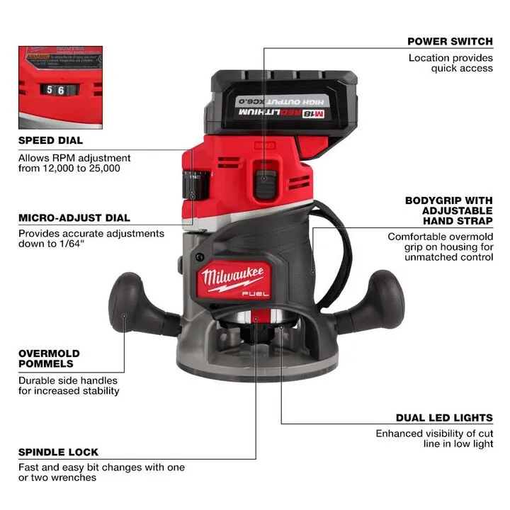 Milwaukee M18 FUEL 1/2 in Router Kit - Professional Grade Cordless Power 3