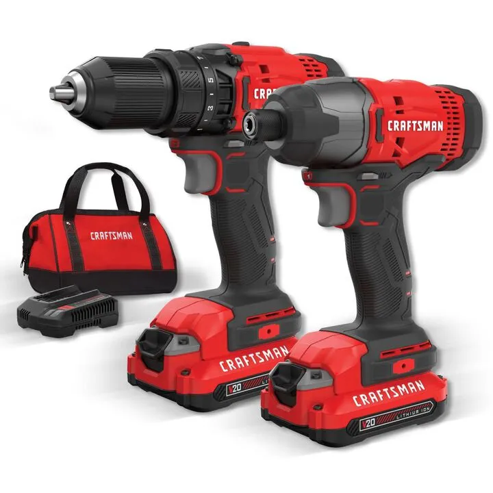 CRAFTSMAN V20 Cordless 2-Tool Combo Kit with 2 Batteries 1