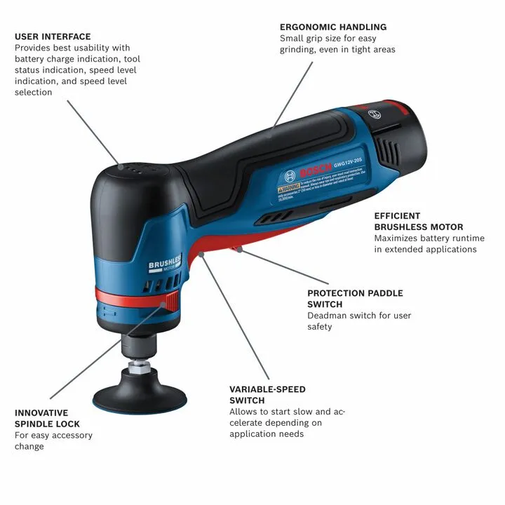 Bosch 12V 1/4 Inch Right Angle Grinder Kit (Certified Reconditioned) 1
