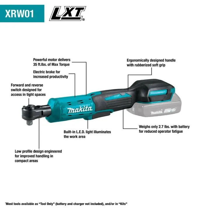Makita 18V LXT 3/8in & 1/4in Square Drive Cordless Ratchet (Bare Tool) 1