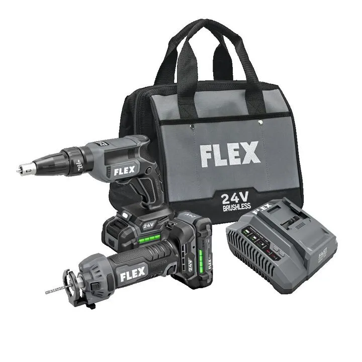 FLEX 24V 2-Tool Combo Kit: High-Performance Drywall Screw Gun & Cut-Out Tool 2