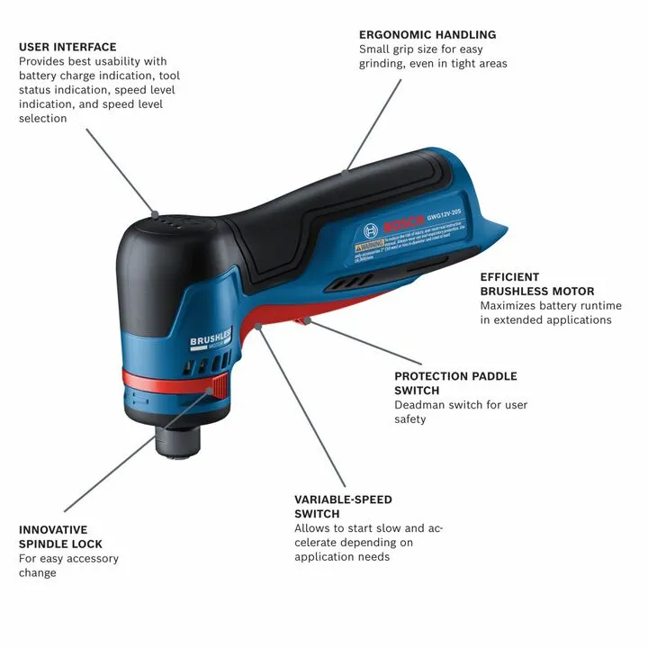 Bosch 12V 1/4 Inch Right Angle Die Grinder (Bare Tool) - Professional Reconditioned Series 1