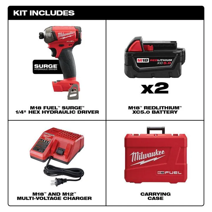 Milwaukee M18 FUEL SURGE 1/4 in. Hex Hydraulic Driver Kit - Professional Quiet Fastening Solution 1