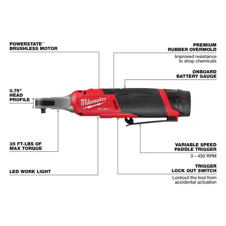 Milwaukee M12 FUEL 1/4 inch High Speed Ratchet Kit - High-Performance Automotive Fastening 3