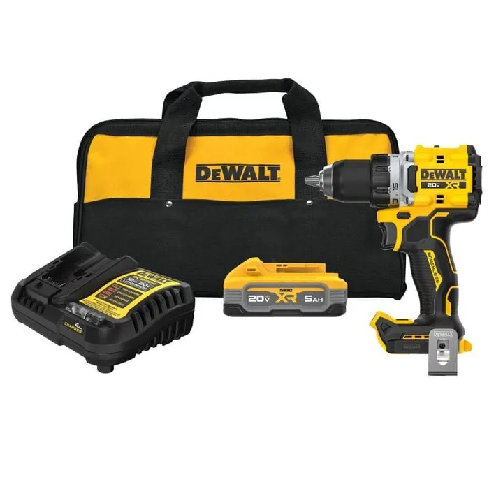 DEWALT 20V MAX XR 1/2-Inch Brushless Drill/Driver Kit with 5Ah POWERSTACK Battery